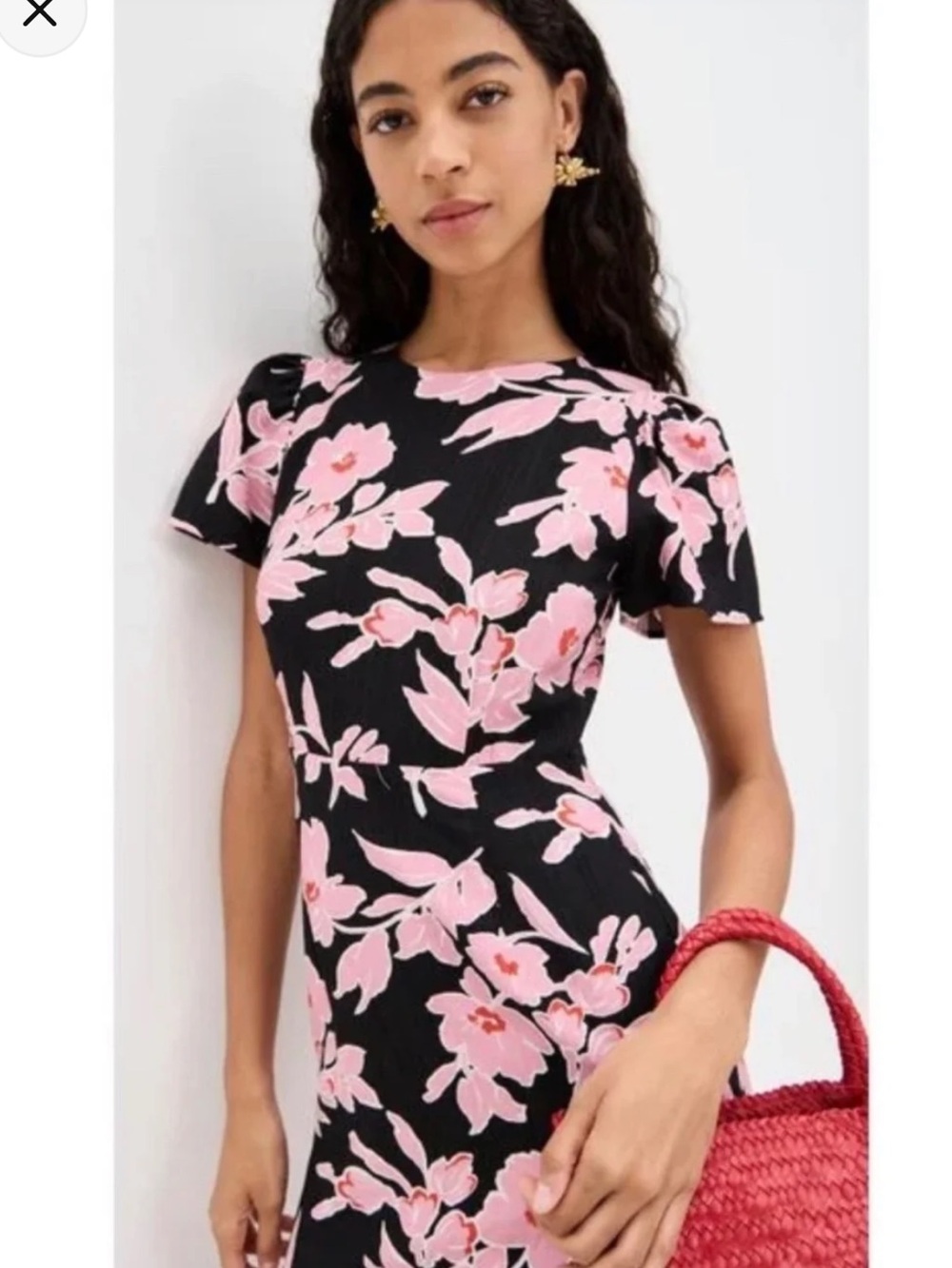 LE BOP Etta Dress, Night Bloom Floral Black/ Pink size small